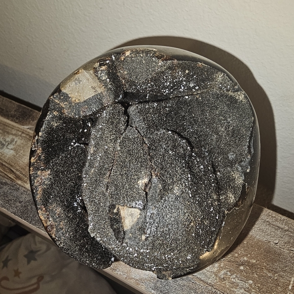 3.9" Septarian Polished Geode Sphere- Madagascar! - Picture 3 of 13